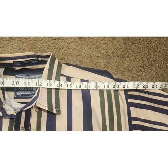 Vintage Coliseum Men's Shirt XXL‎ Black White Stripe Logo Heavy Button Down - Picture 12 of 16